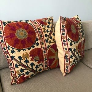 Paid of decorative Pottery Barn pillows